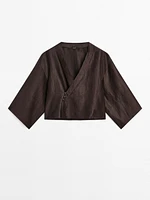 Kimono cache-cœur en lin mélangé