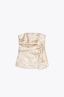 WRINKLED SATIN EFFECT BUSTIER TOP