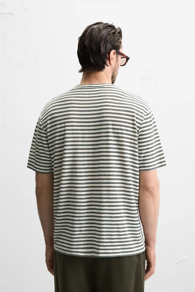 T-SHIRT MÉLANGE LIN RAYURES