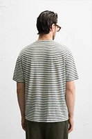 T-SHIRT MÉLANGE LIN RAYURES