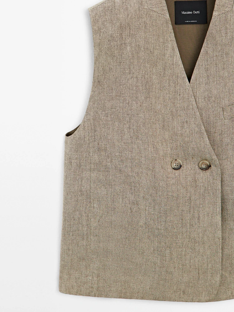 Veste sans manches en mélange de lin