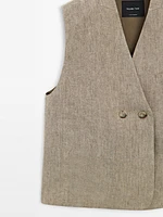 Veste sans manches en mélange de lin