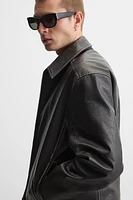 FAUX LEATHER WASHED JACKET