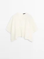 Flowing linen blend embroidered cape