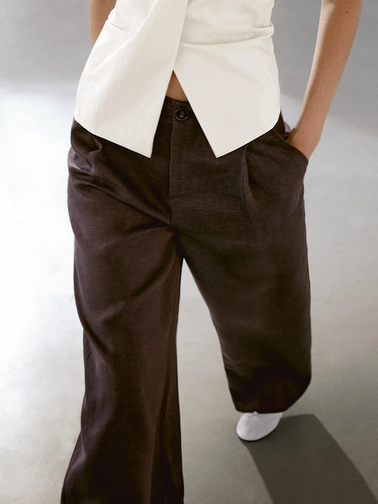 100% linen relaxed fit trousers