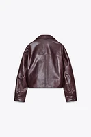 FAUX LEATHER CROP BIKER JACKET