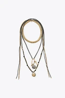 3-PACK OF MEDALLION AND HORN NECKLACES