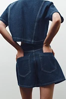 Z1975 JUPE-CULOTTE CROISÉE EN JEAN