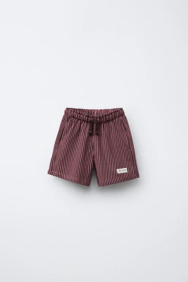 STRIPED LABEL PLUSH SHORTS