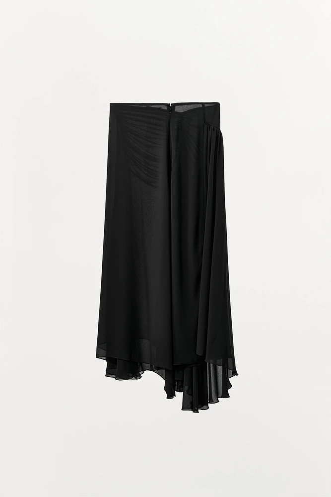 JUPE MIDI GEORGETTE DRAPÉE