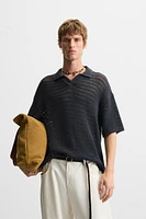KNIT LACE POLO SHIRT