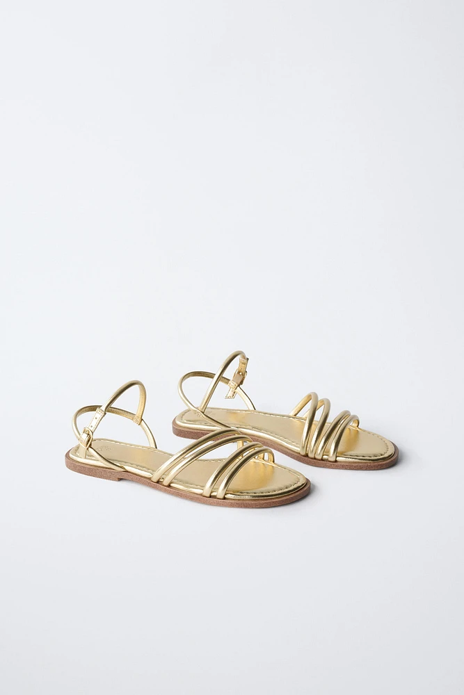 SANDALES À BRIDES MÉTALLISÉES