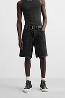 STRAIGHT FIT DENIM SHORTS