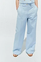PANTALON DROIT BOUTON MÉTALLIQUE