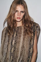 BLOUSE À ÉPAULETTES AVEC IMPRIMÉ ANIMAL ZW COLLECTION
