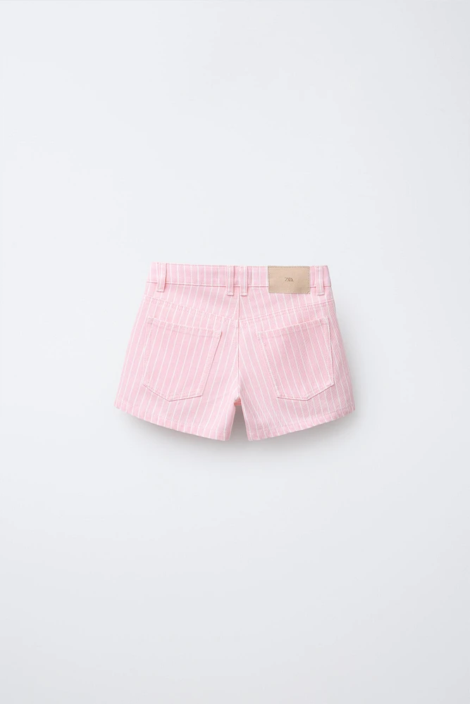 STRIPED DENIM SHORTS