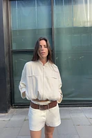 VESTE À MANCHES RETROUSSÉES EN LIN