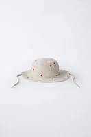 HEART PRINT TWILL BUCKET HAT