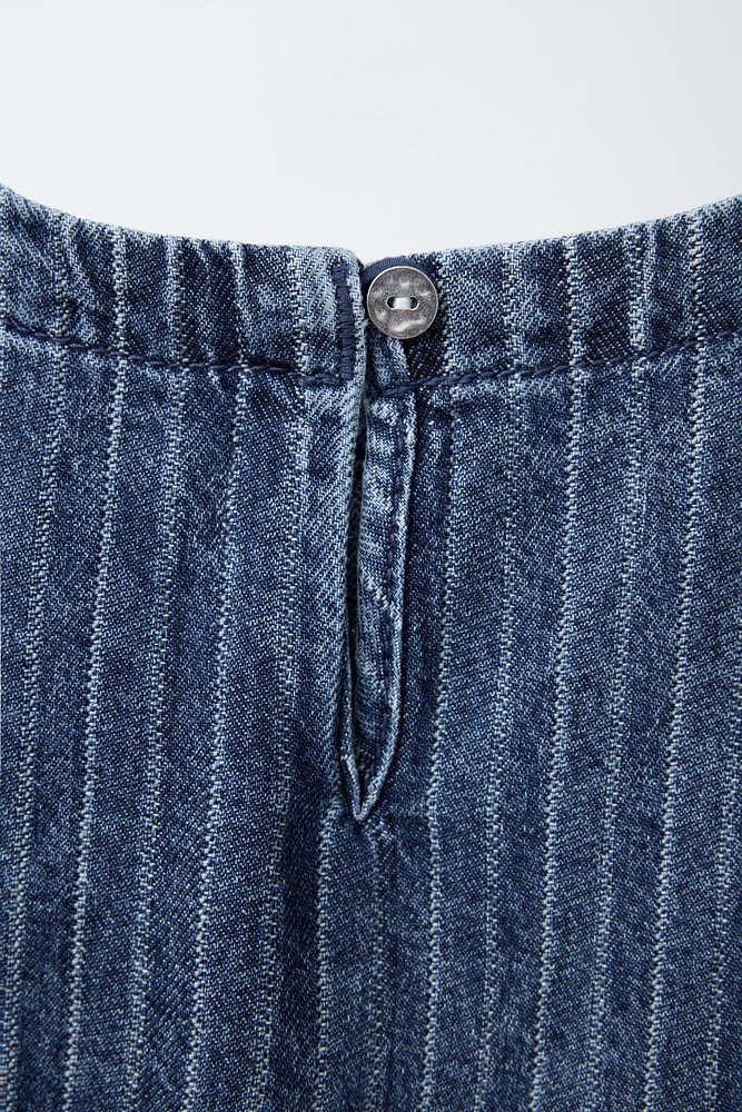 TOP EN DENIM À RAYURES