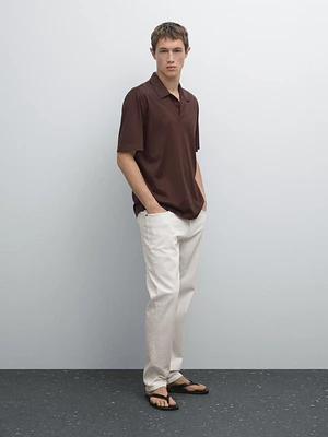 Polo slim en coton mélangé