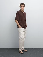 Polo slim en coton mélangé