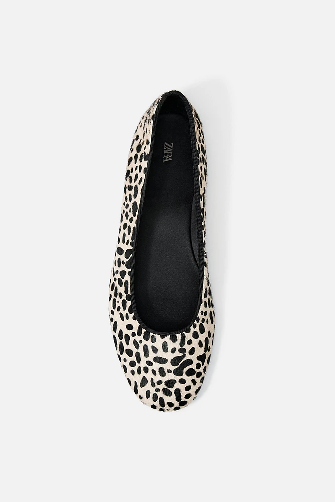 ANIMAL PRINT FAUX FUR BALLERINAS