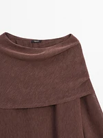 Linen blend cape-style blouse