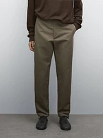 Cotton and linen tapered fit trousers