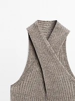 Knit cotton blend crossover top