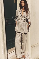 LINEN BLEND STRAIGHT PANTS