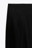 MULTI-PLEAT EMBROIDERED PANTS