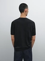 Short-sleeved T-shirt with linen