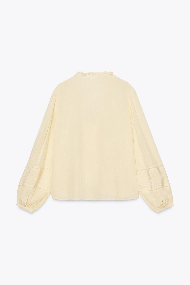 BLOUSE PLIS NERVURÉS ENTRE-DEUX