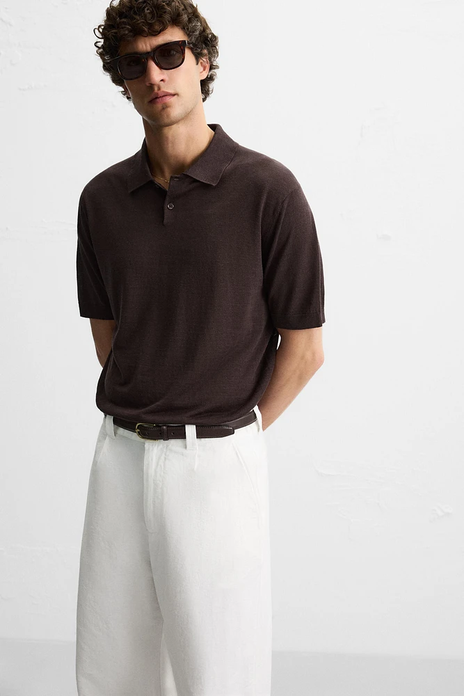 POLO EN MAILLE SOIE ET LIN