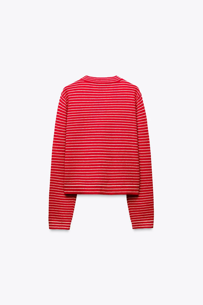 PULL COURT EN MAILLE À RAYURES