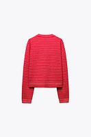 SHORT STRIPED KNIT SWEATER