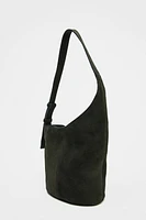 ASYMMETRIC SOFT SUEDE MINI BUCKET BAG