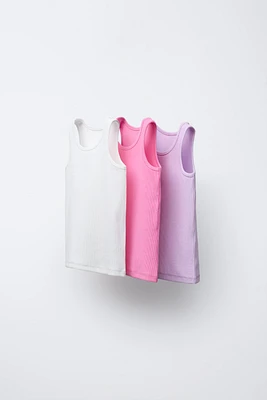 THREE-PACK OF PLAIN RIB KNIT TANK TOPS