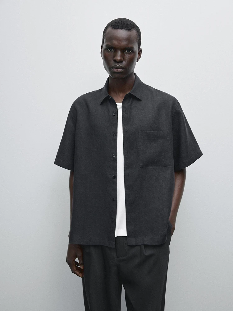 100% linen short sleeve shirt