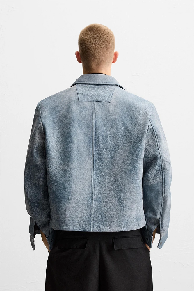 BLOUSON EN CUIR DÉLAVÉ