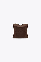 LINEN RUCHED BUSTIER TOP
