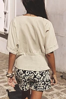 LINEN TOP WITH LACE DETAILS