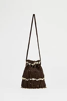 GLITTER SHELL MINI BUCKET BAG