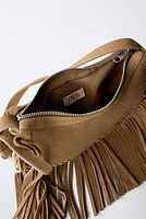 SUEDE FRINGE SHOULDER BAG