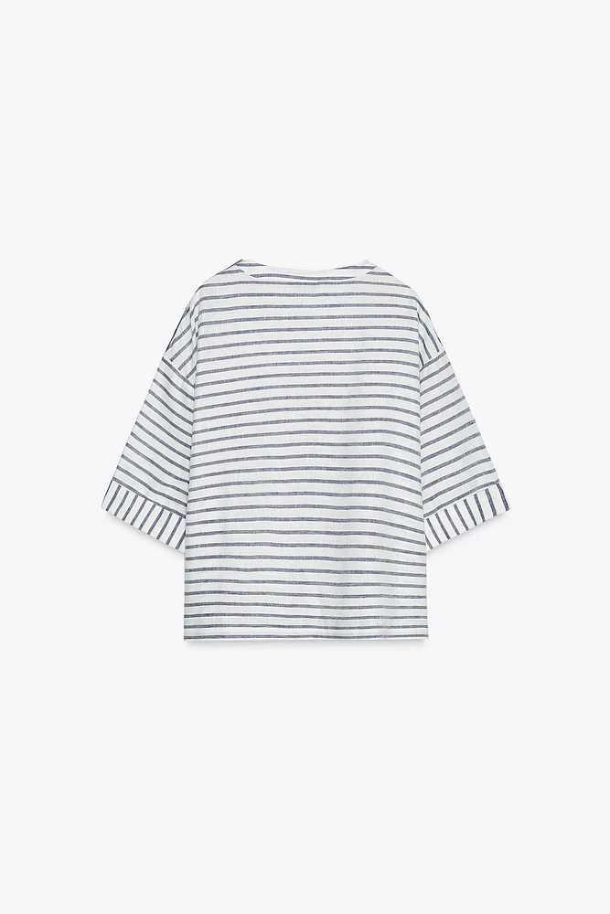 CHEMISE À RAYURES AVEC LIN