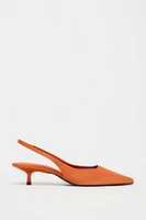 KITTEN HEEL FABRIC SLINGBACK SHOES