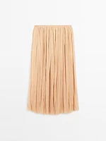 Pleated 100% silk midi skirt - Studio
