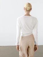 100% linen knit crew neck sweater