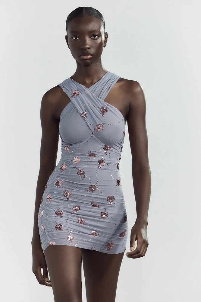 ROBE DRAPÉE À PAILLETTES