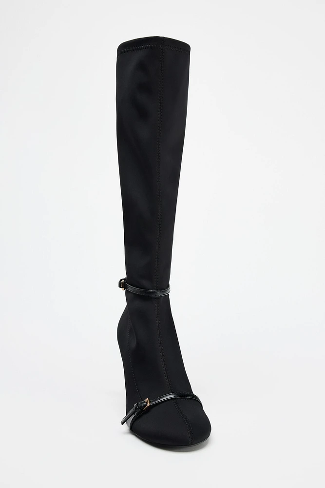 THIN HEEL ANKLE STRAP BOOTS